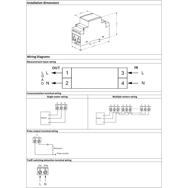 DAC2101 DIN-kiskon yksivaiheinen LCD-näyttö monitariffi Modbus-energiamittari