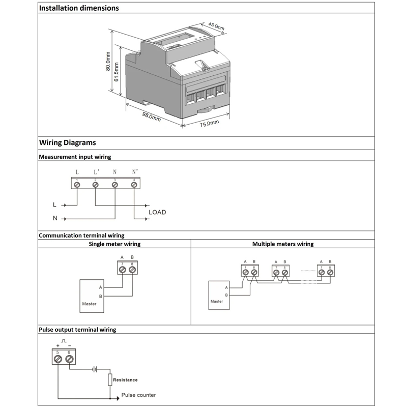 Dac4101c DIN-kisko releellä prepaid yksivaiheinen Modbus-energiamittari