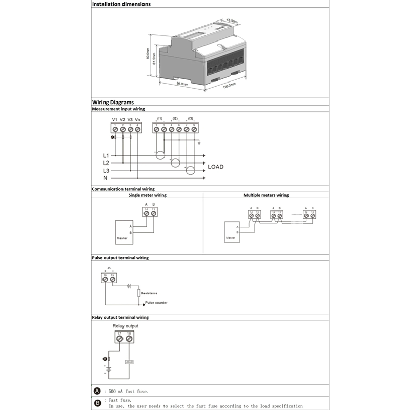 DAC7300C-CT DIN-kiskoon kolmivaiheinen Modbus Smart Remote Electric Energy Meter